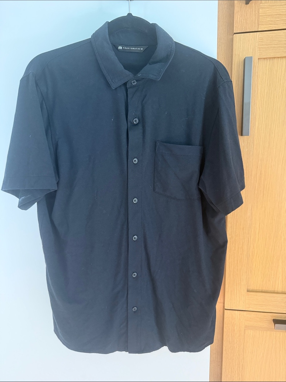 Travis Mathew Black Short-Sleeve Button-Down Shirt